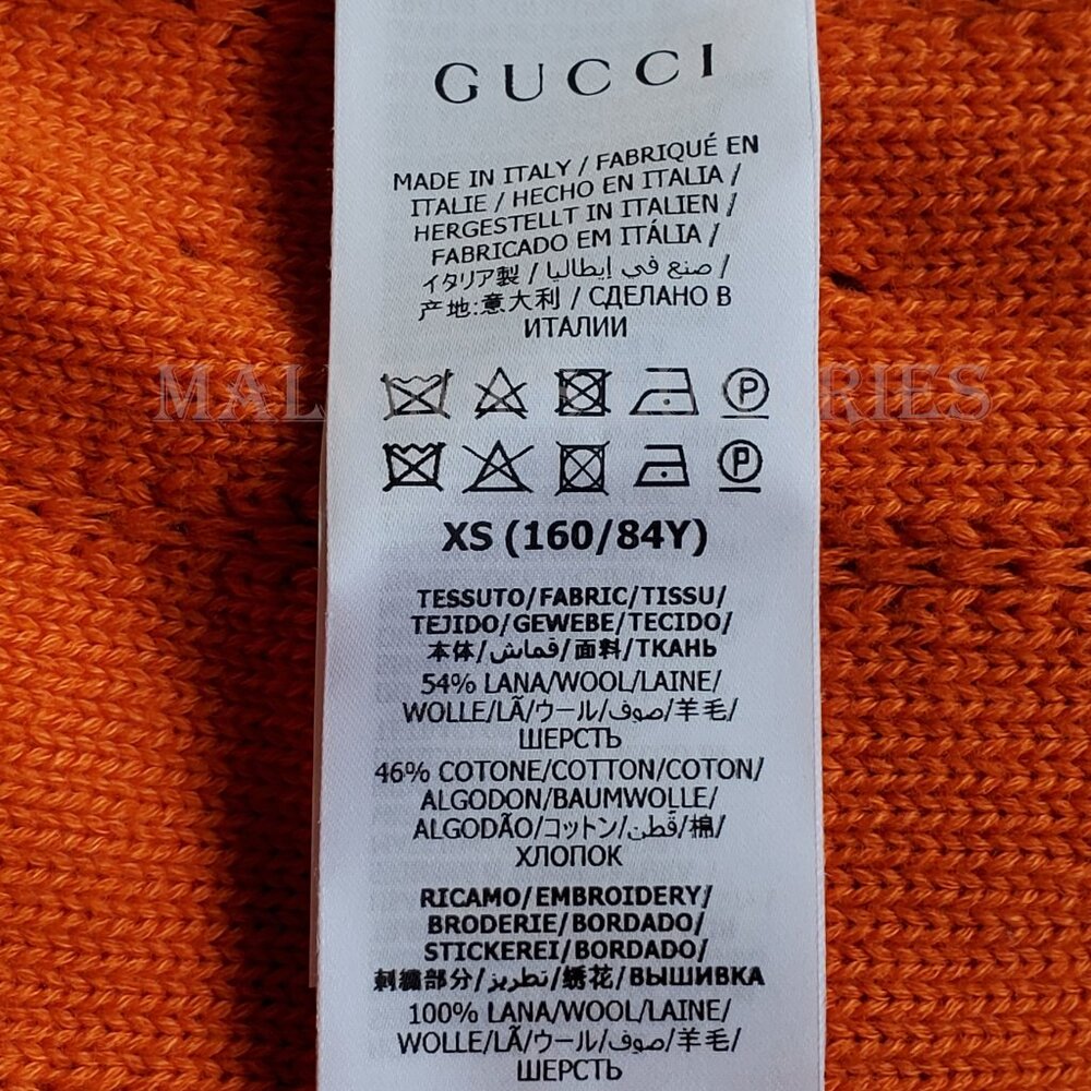 GUCCI SWEATER ORANGE WOOL BLEND FLORAL EMBROIDERED JUMPER sz XS EXTRA SMALL - Picture 15 of 16